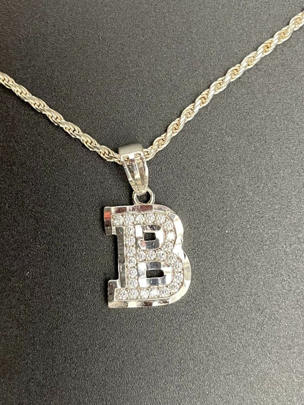 Sterling Silver/950 Silver "B" Charm and Chain